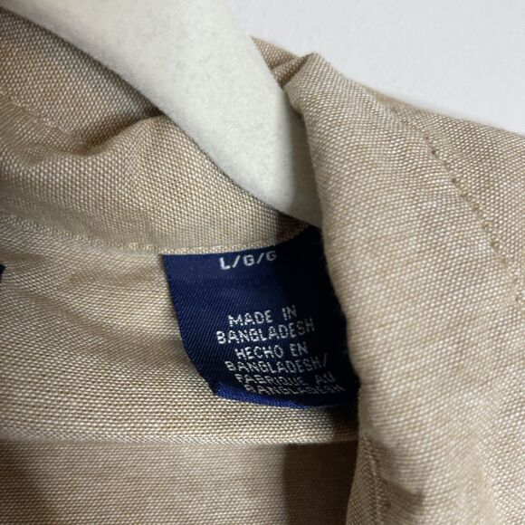 Wrangler Men’s Tan Western Shirt Sawtooth Pocket Pearl Snap Large Long Sleeve - Picture 5 of 6